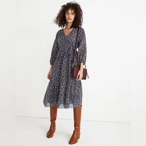 Madewell Tie-Waist Midi Dress in Harvest Vine, Size S